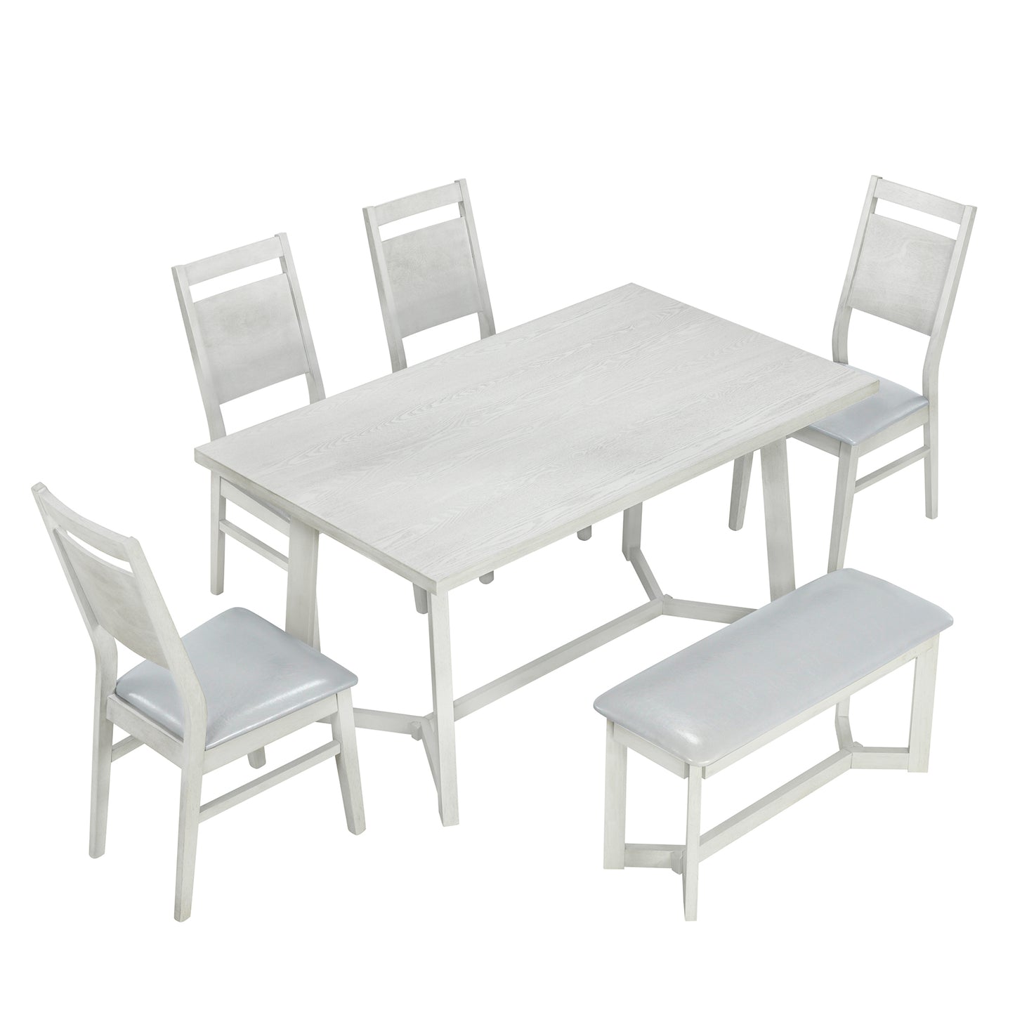 Whittland Farmhouse 6-Piece Wood Dining Table Set in Grey finish