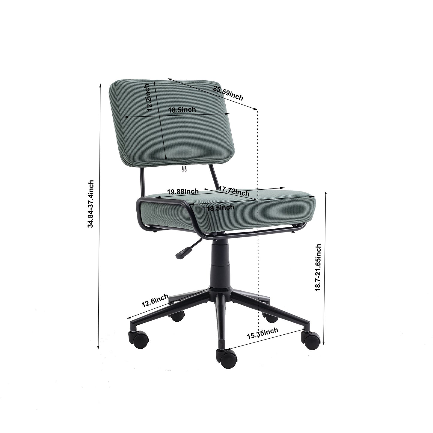 Corduroy Desk Chair Task Chair in Green Fabric
