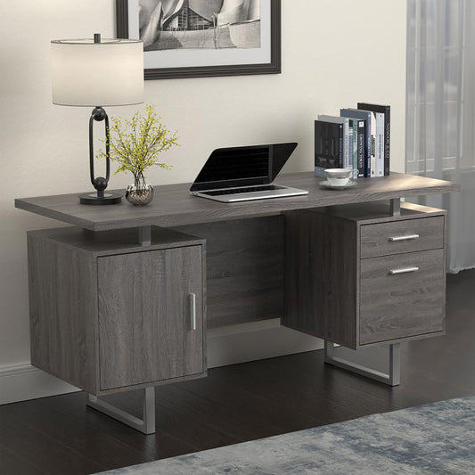 Tomar Weathered Grey 2-drawer Floating Top Office Desk