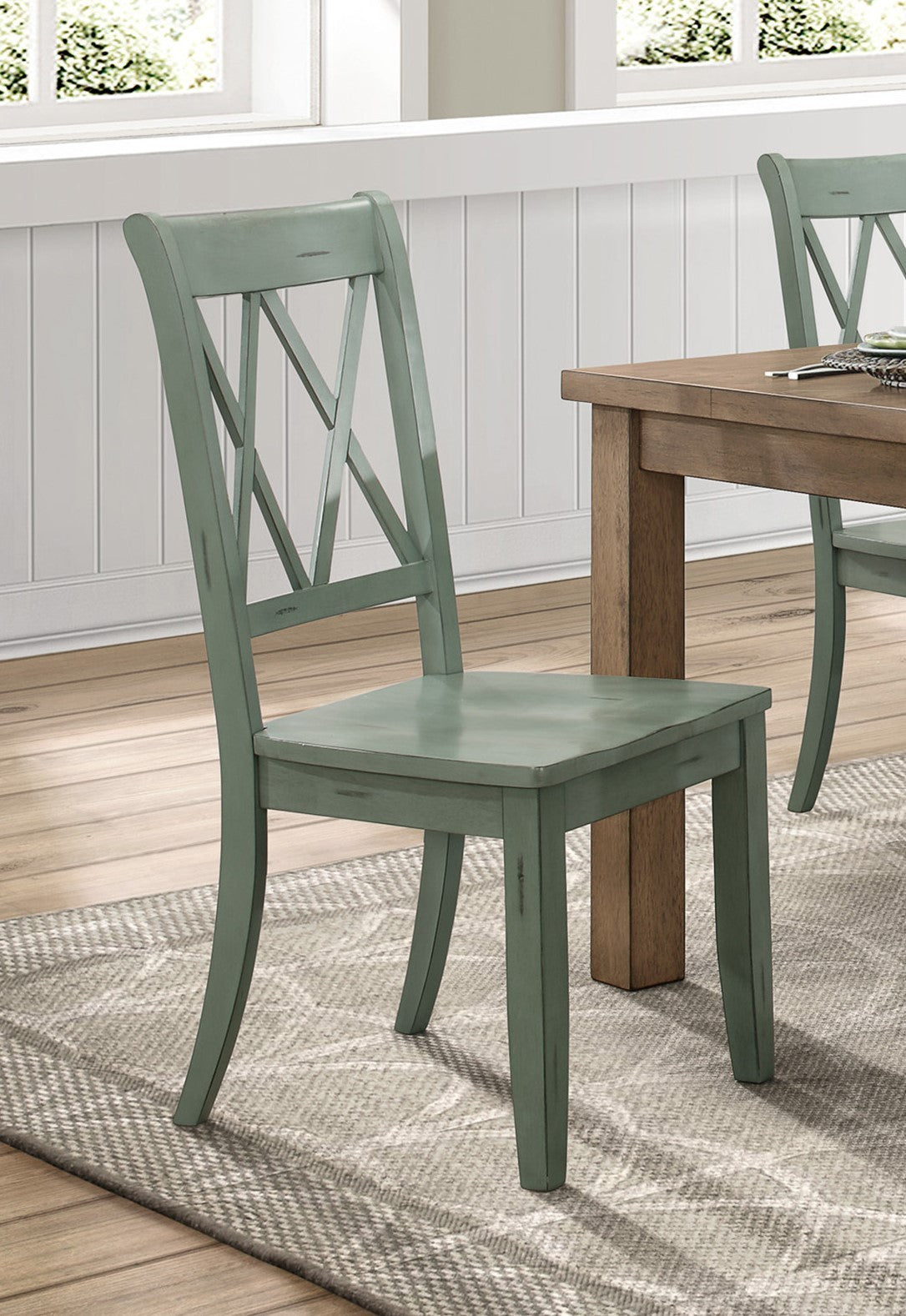 Trina Casual Teal Finish Side Chairs (Set of 2 )