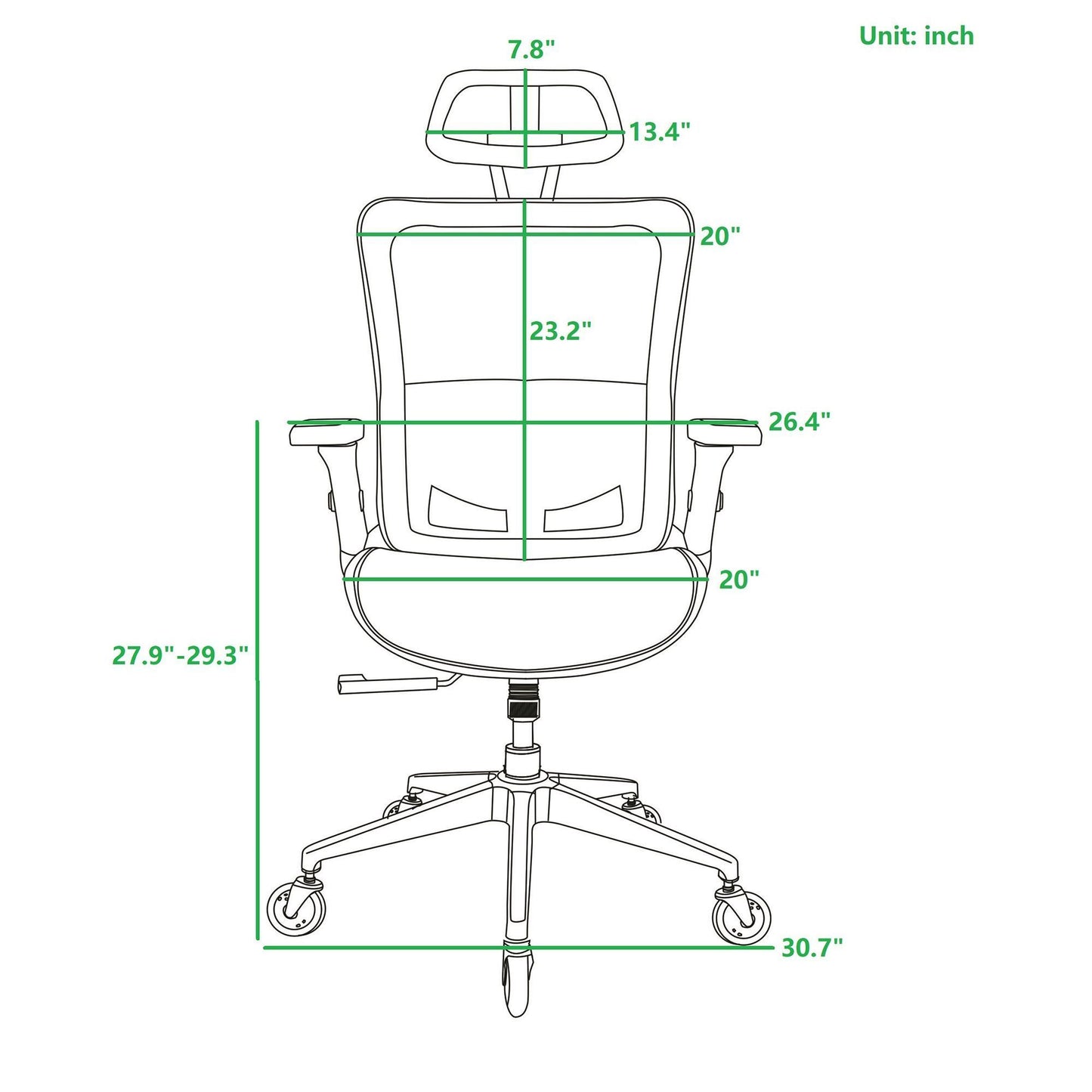 Ergona Black Mesh Office Chair w/ Adjustable Headrest with Flip-Up Arms