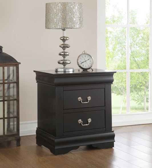 Louis Philippe Nightstand in Black Finish