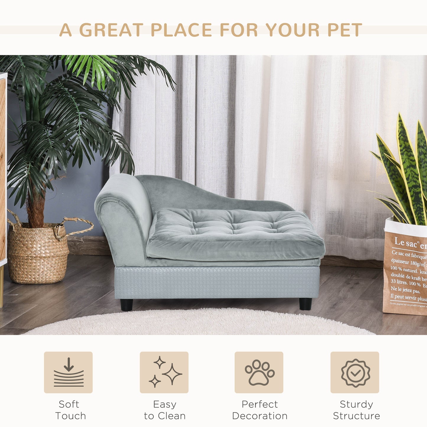 PawHut Luxury Fancy Dog Bed for Small Dogs with Hidden Storage