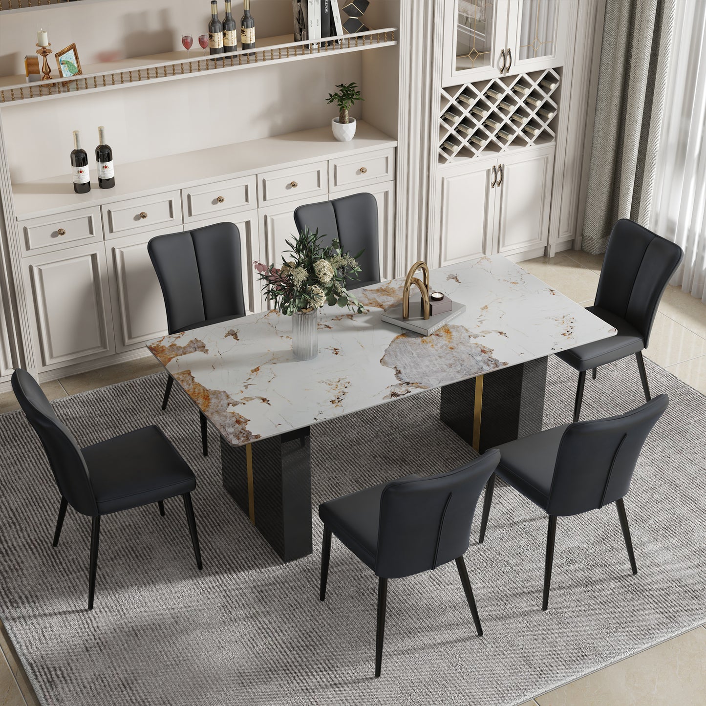 Junio modern rectangular table with 0.39 inch patterned tabletop