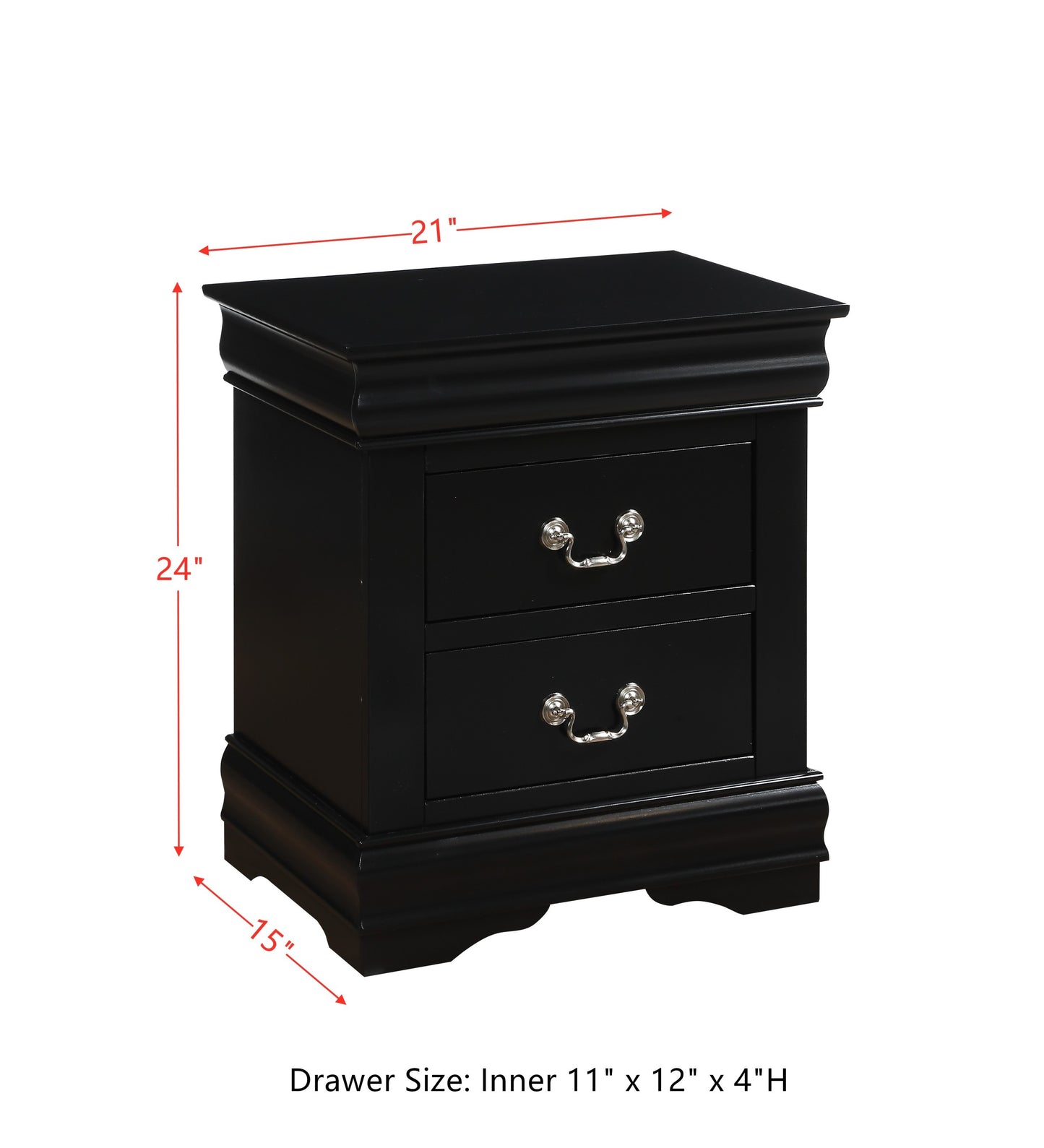 Louis Philippe Nightstand in Black Finish