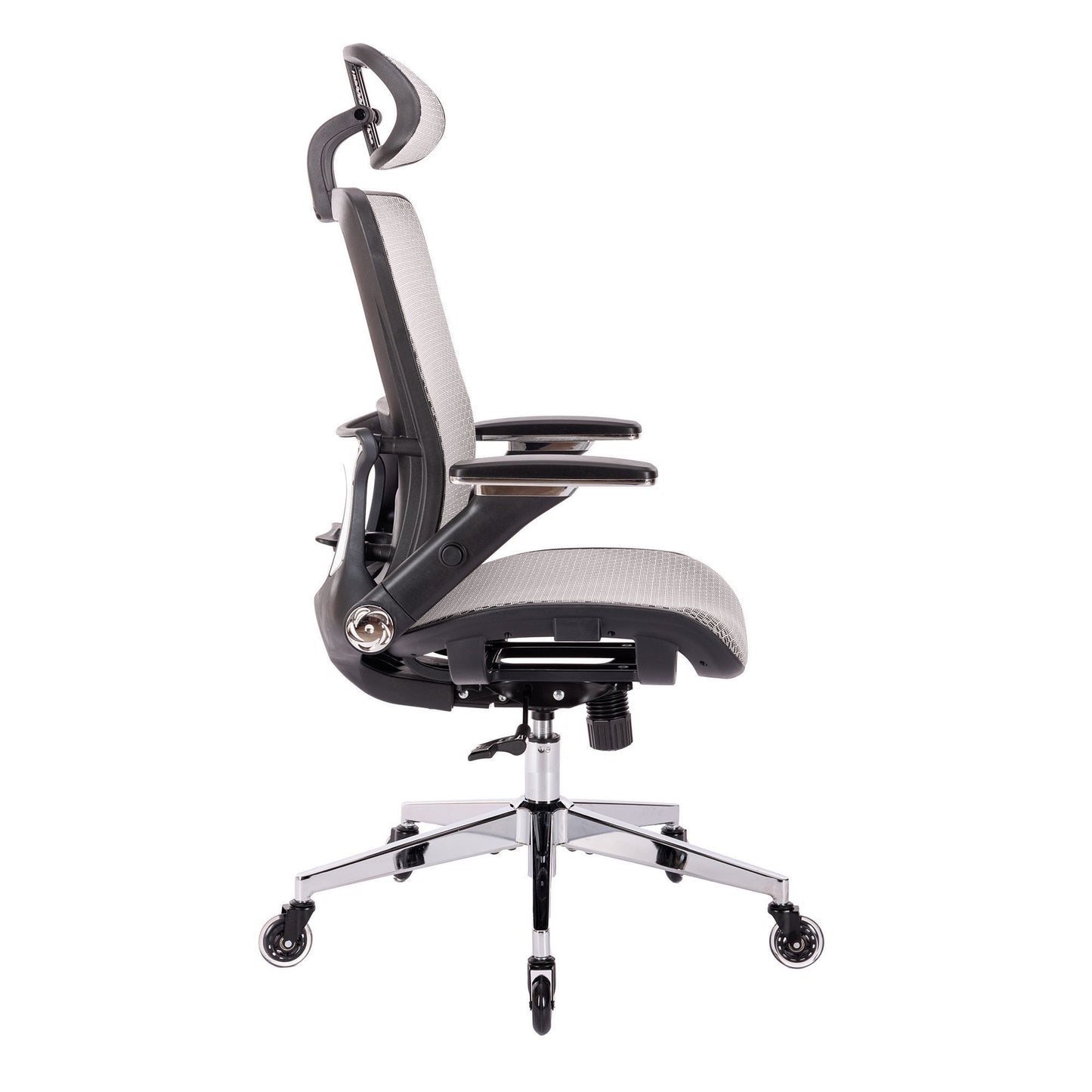 Ergona Grey Mesh Office Chair w/ Adjustable Headrest with Flip-Up Arms
