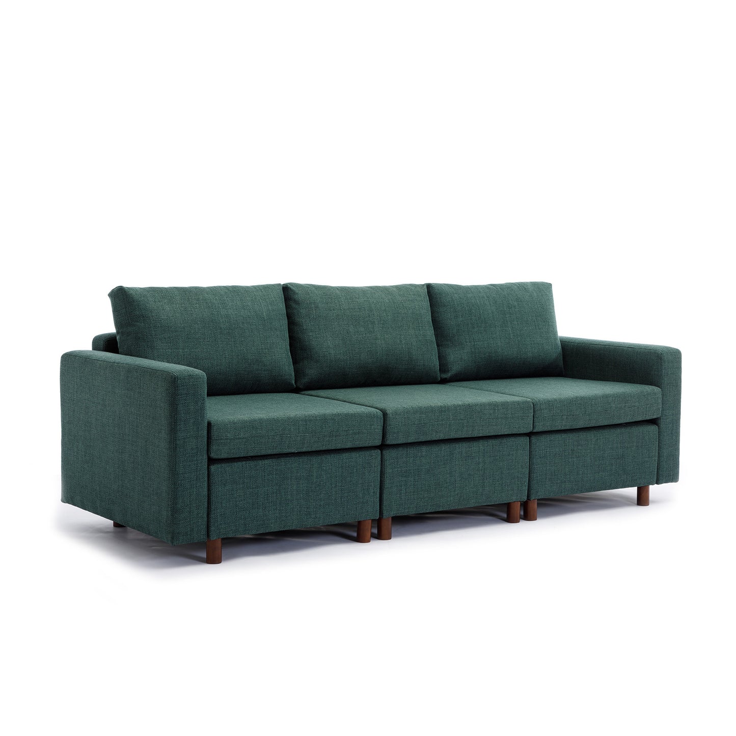 3 Seat Module Sectional Sofa in Green w/ Ottoman