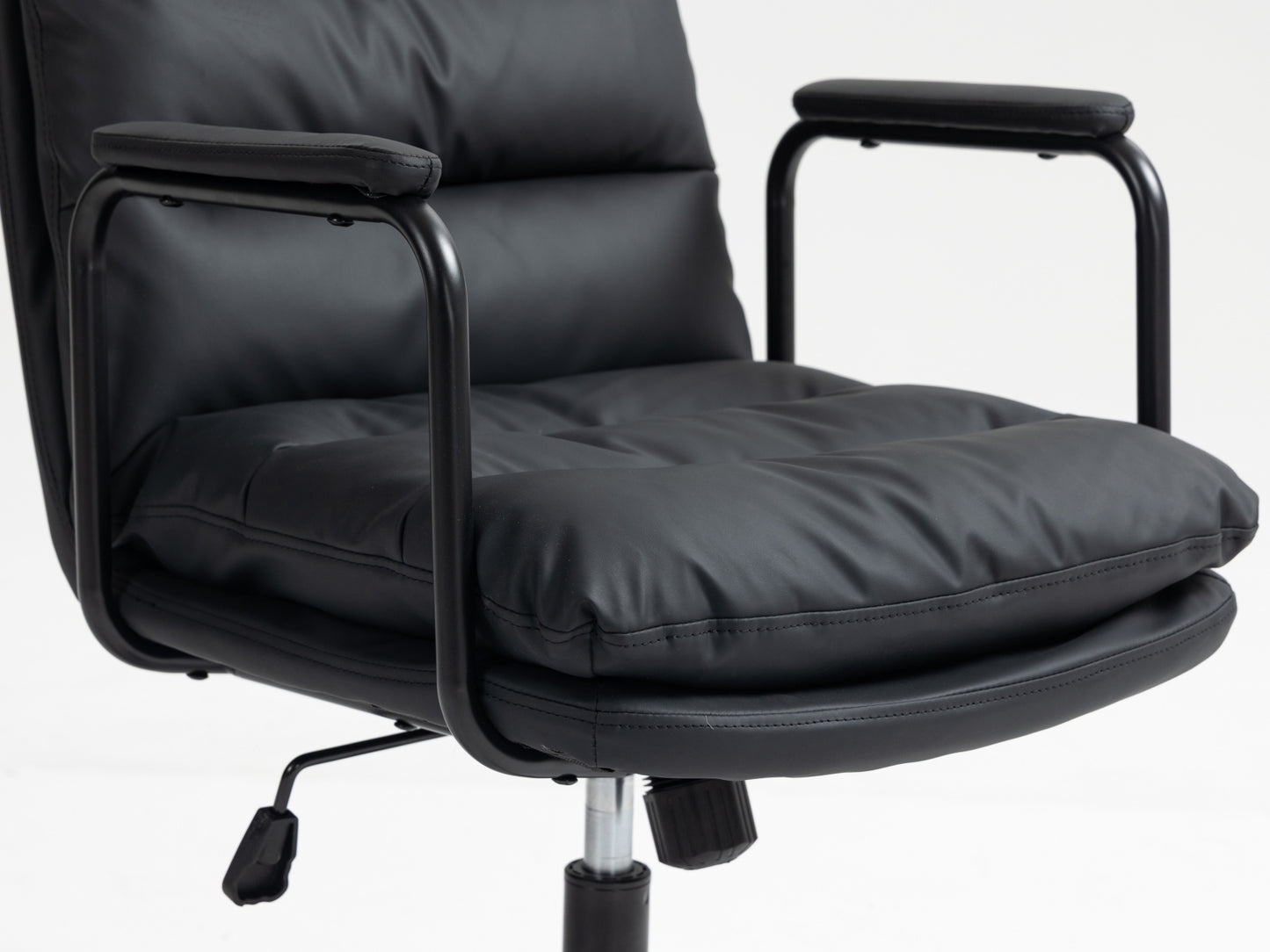 Royton Computer Rolling Swivel Chair in Black PU Leather