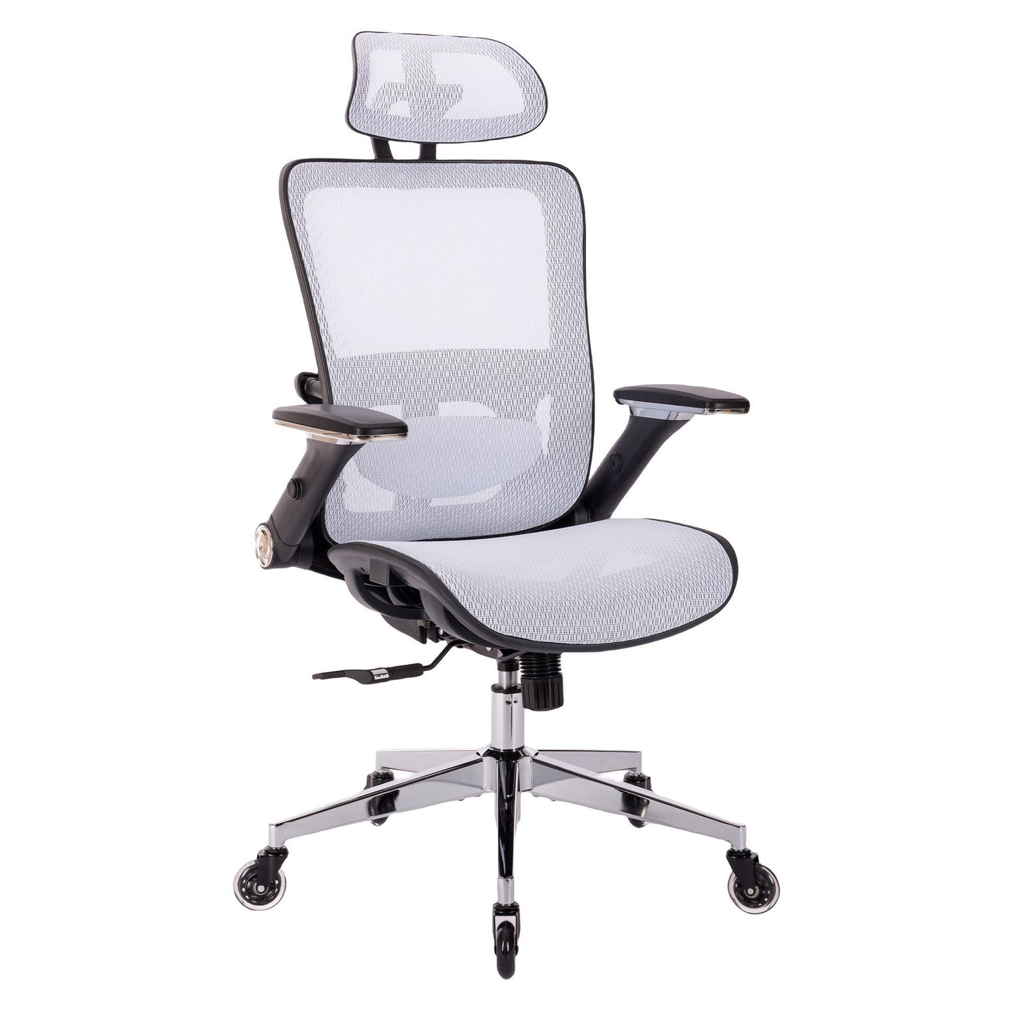 Kimmie White Office Chair w/  Adjustable Headrest with Flip-Up Arms