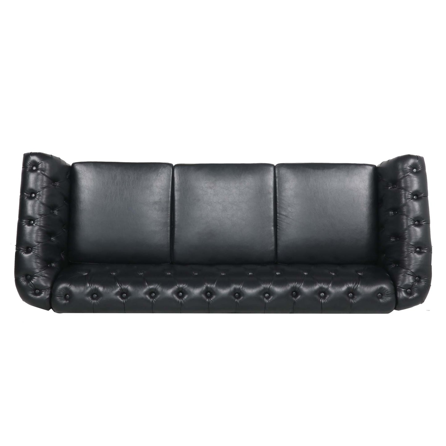 Chesterfield Three Seater Sofa in Black Leather