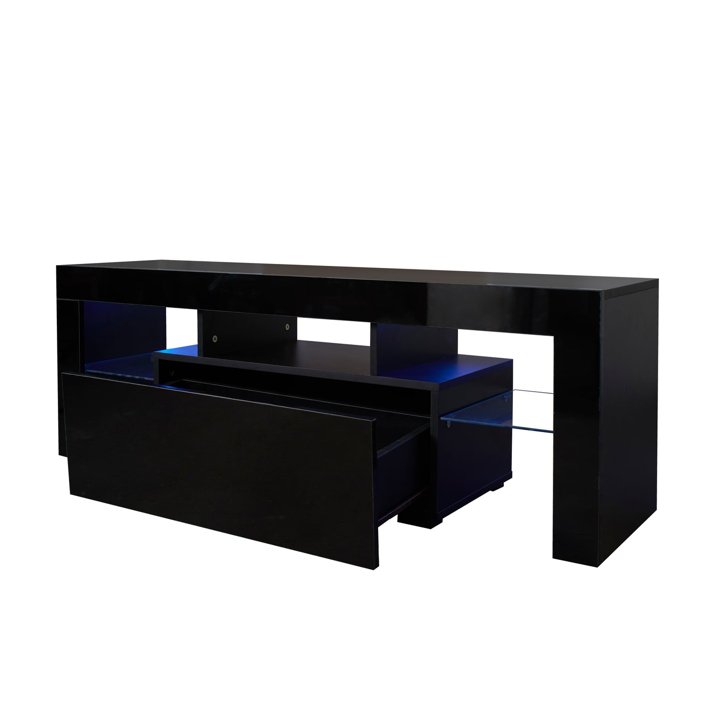 Black TV Stand with LED RGB Lights