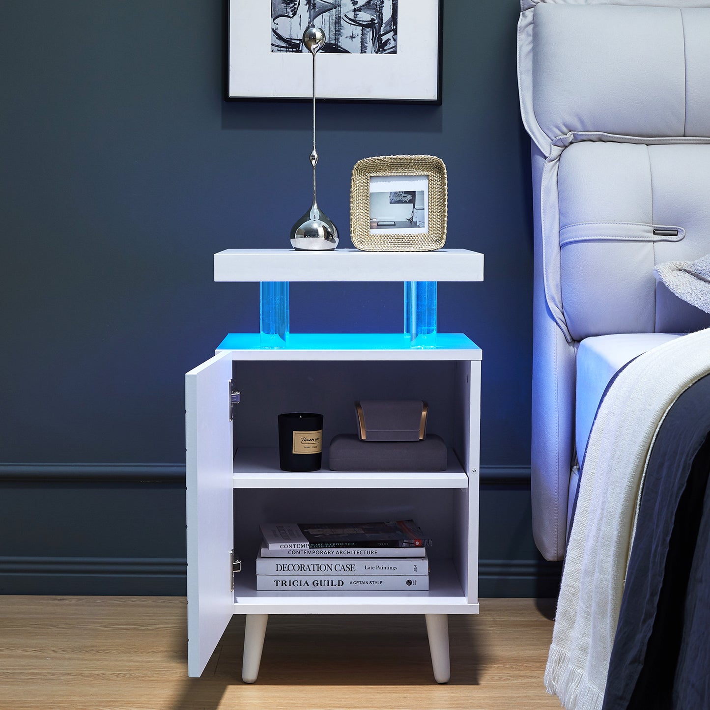 Chroma LED Nightstand in White Finish