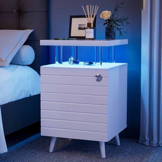 Chroma LED Nightstand in White Finish