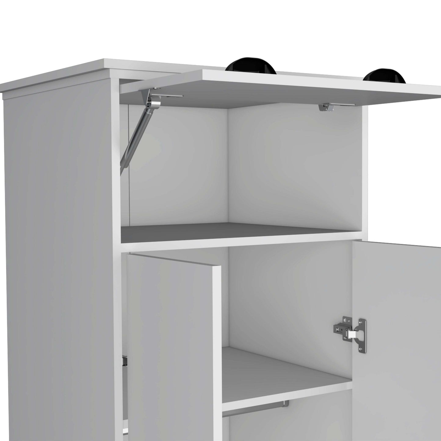 White dresser-closet with upper storage