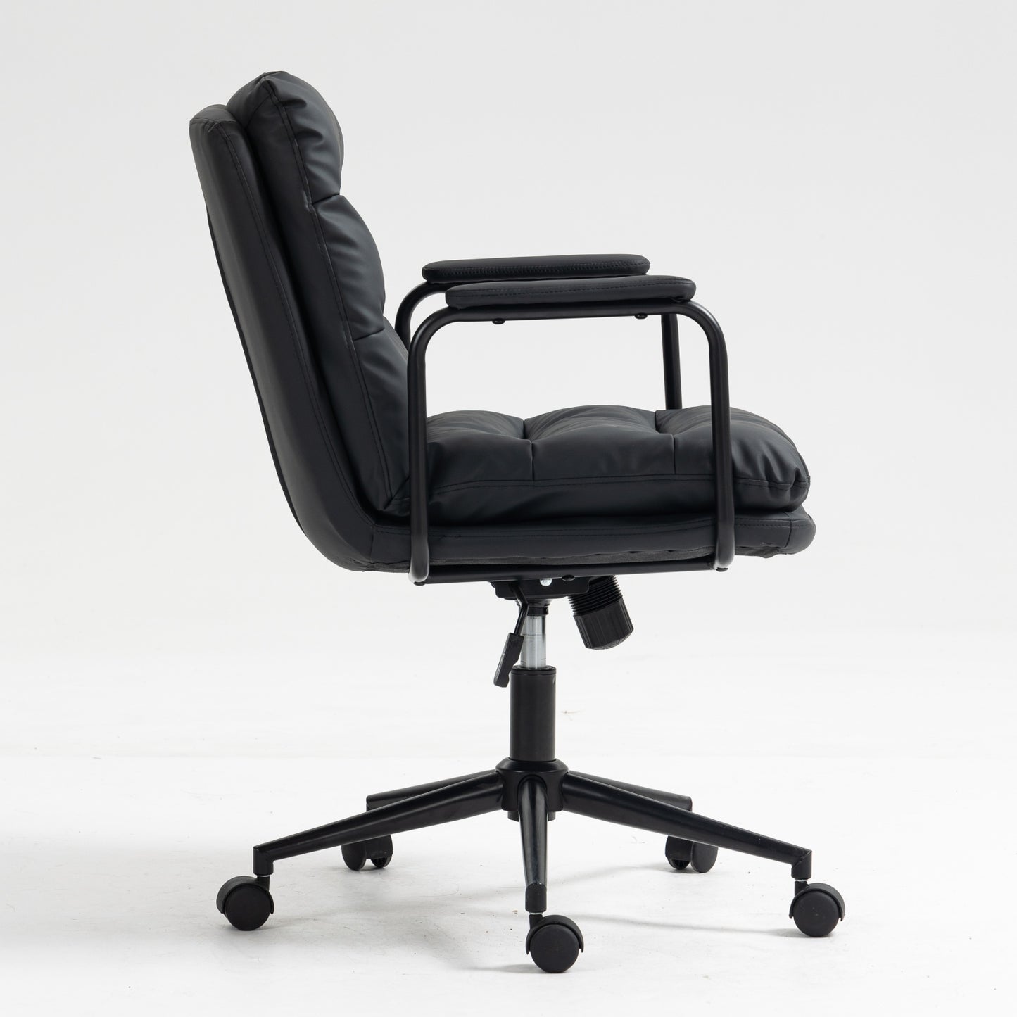 Royton Computer Rolling Swivel Chair in Black PU Leather