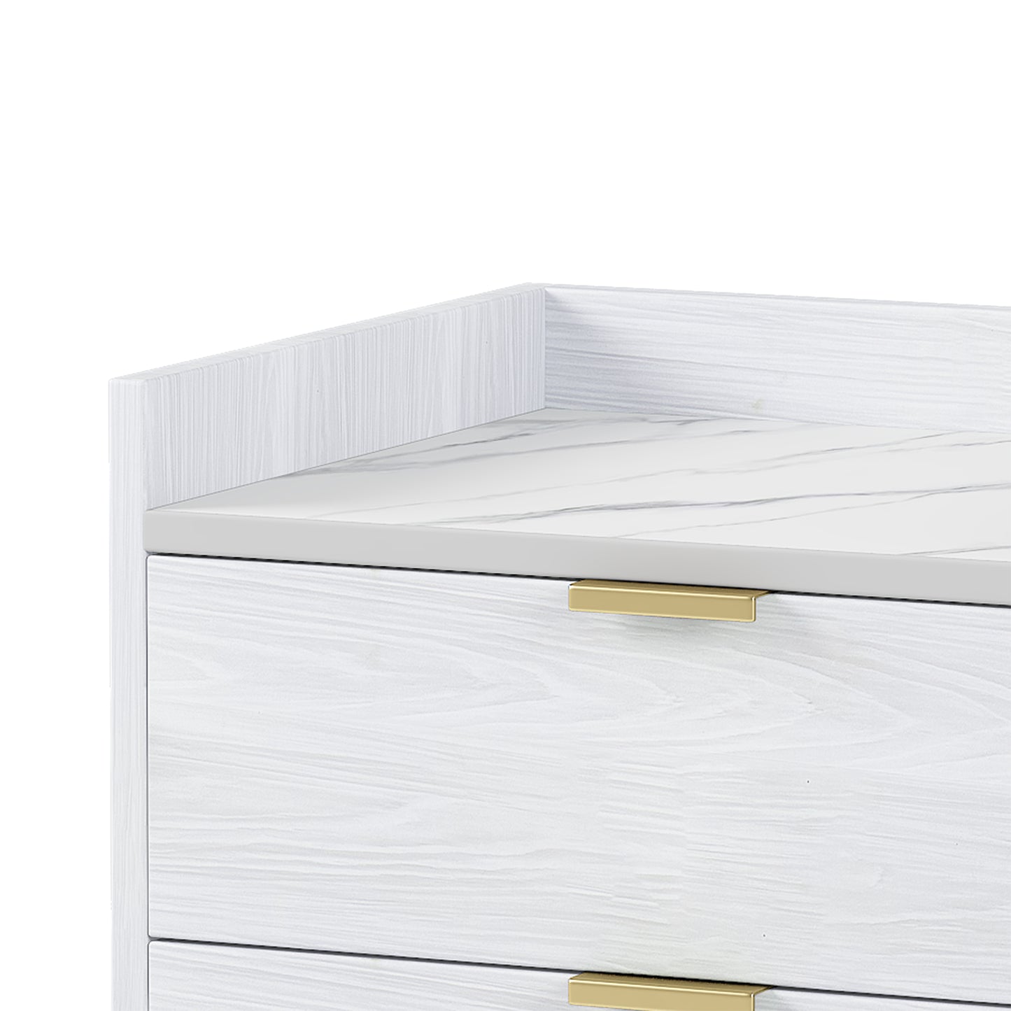 Mordern Wood Bedside Table with Metal Legs&Handles in White Finish