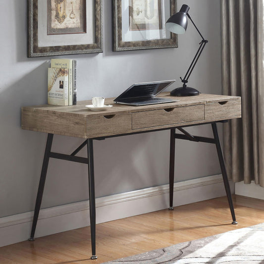 Tobin Rustic Driftwood and Dark Bronze 1-drawer Writing Desk