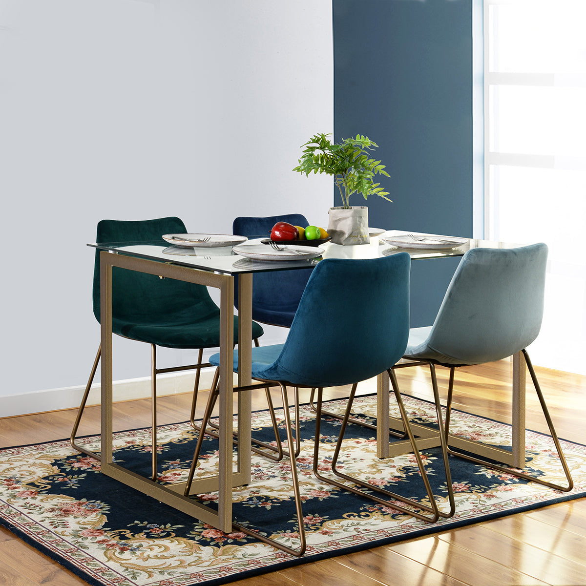 Glendon 47'' Iron Dining Table with Tempered Glass Top, Clear