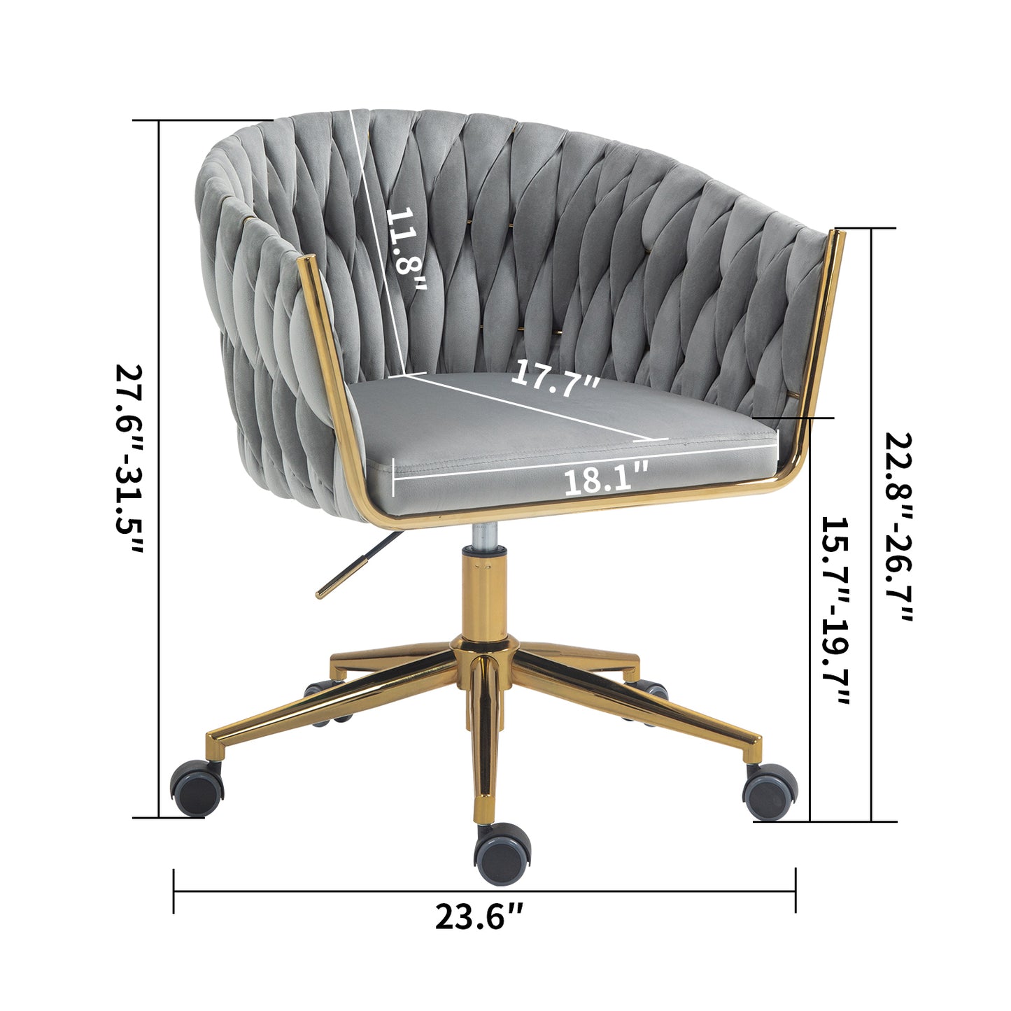 Moderna Hand-woven Office chair in Grey Fabric