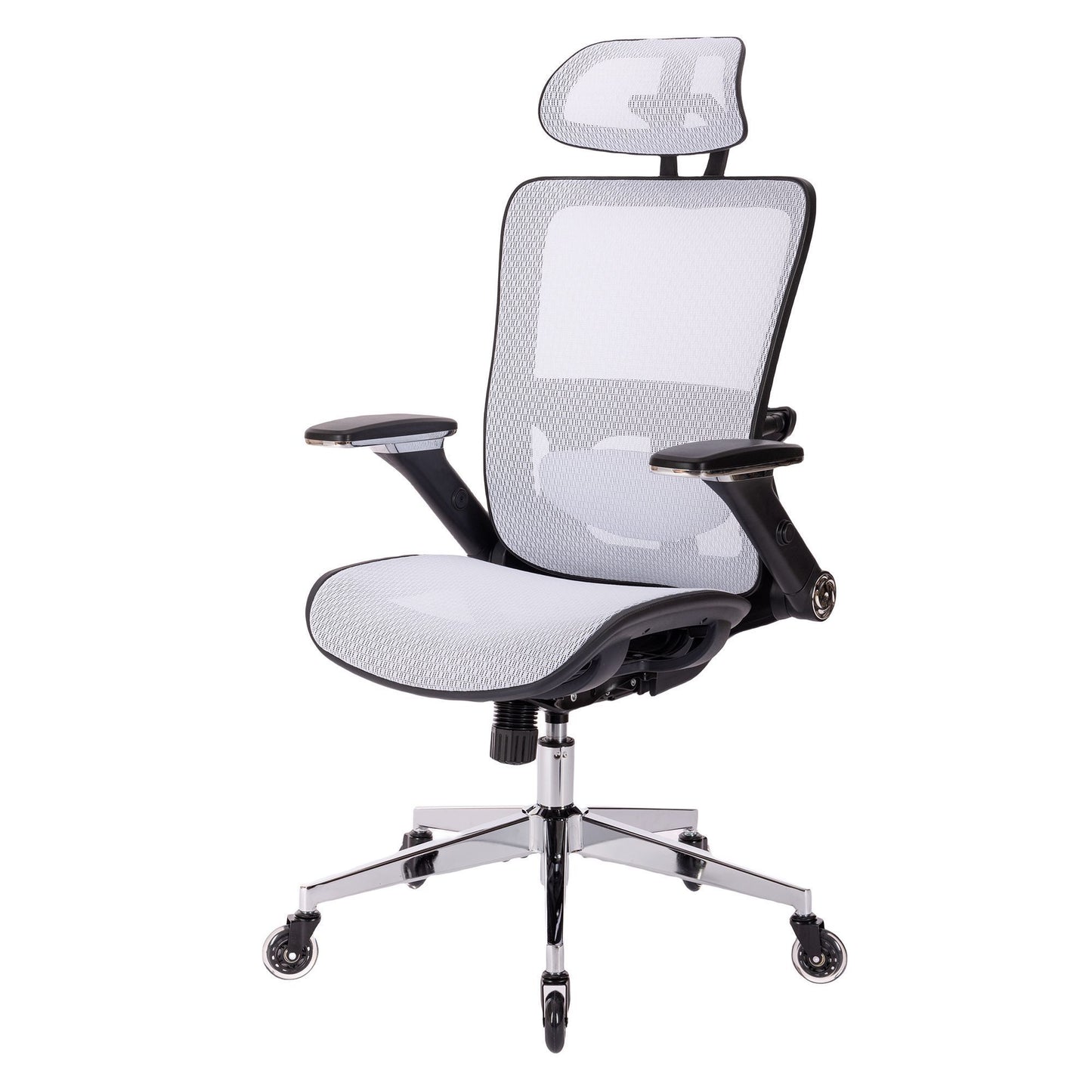 Kimmie White Office Chair w/  Adjustable Headrest with Flip-Up Arms