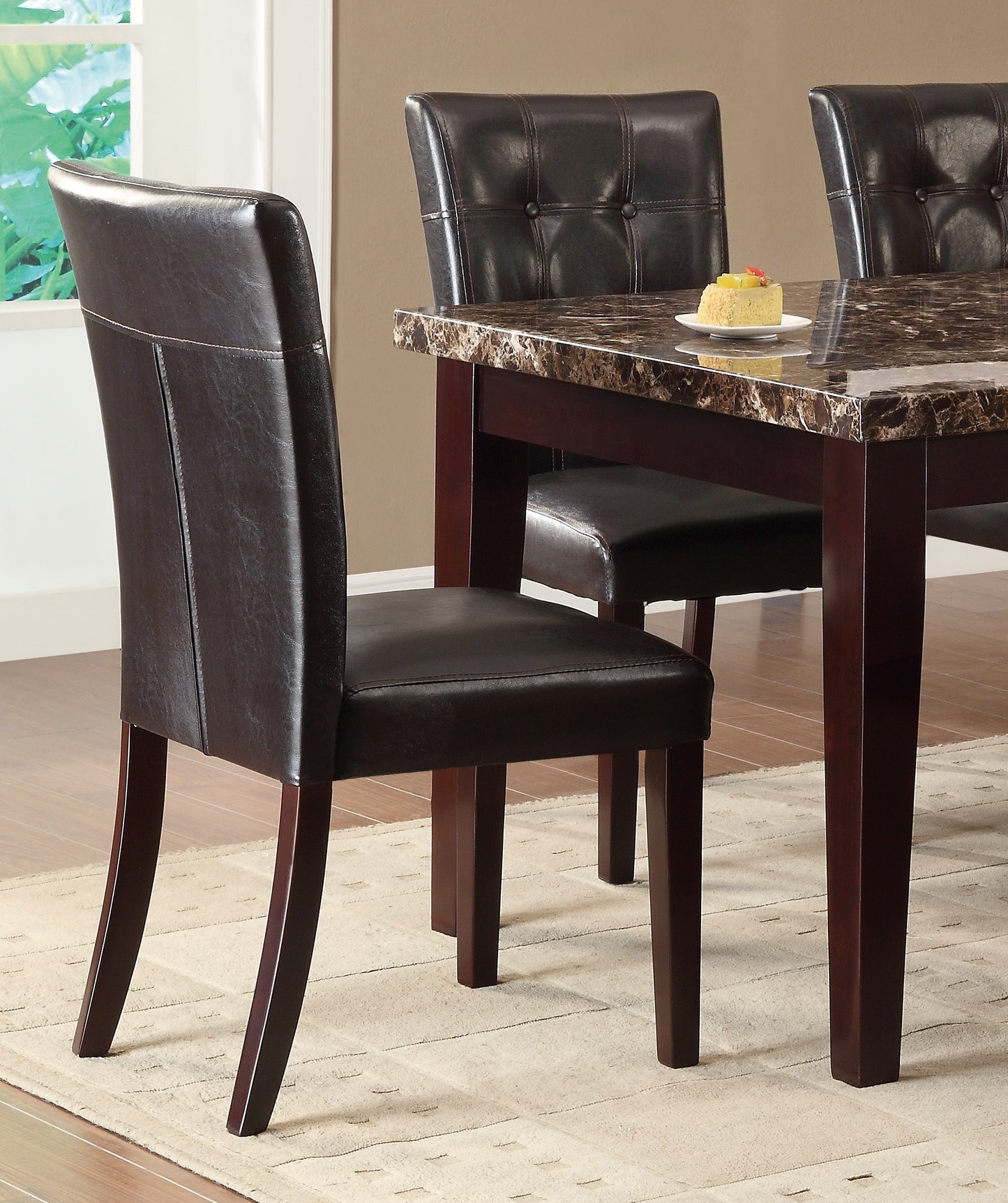 Espresso Button-Tufted Side Chairs Set.(Set of 2)