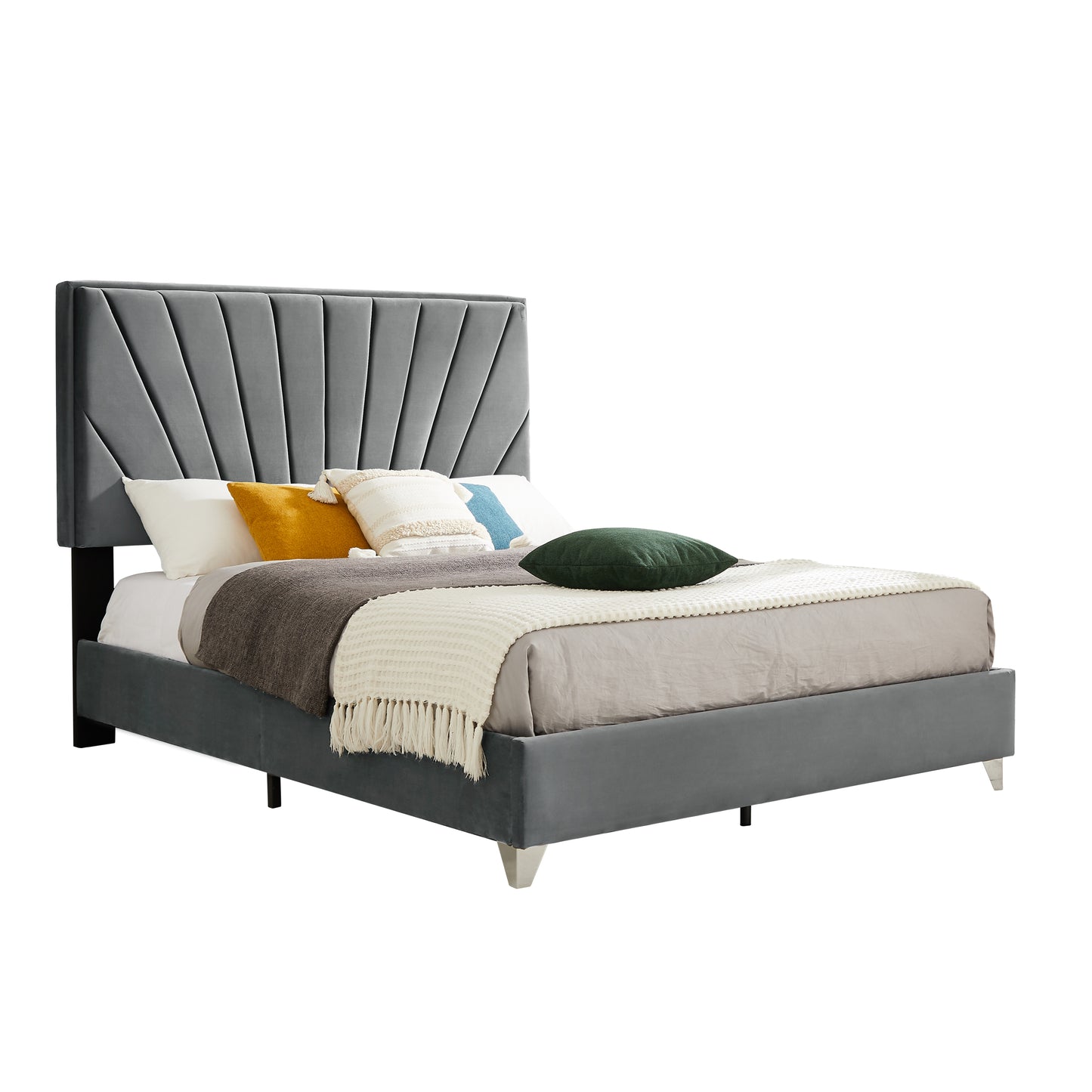 Colbalt Queen bed in Grey Upholstery