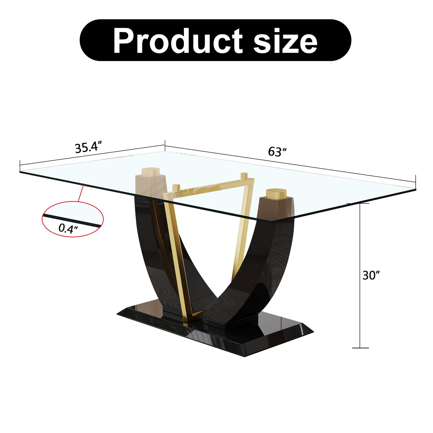 Mckenzie simple rectangular glass table