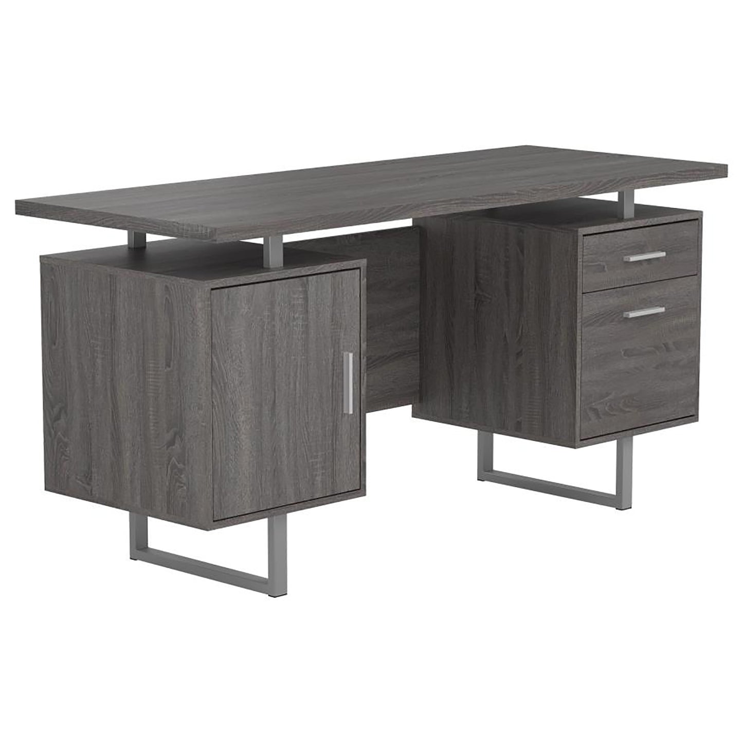 Tomar Weathered Grey 2-drawer Floating Top Office Desk