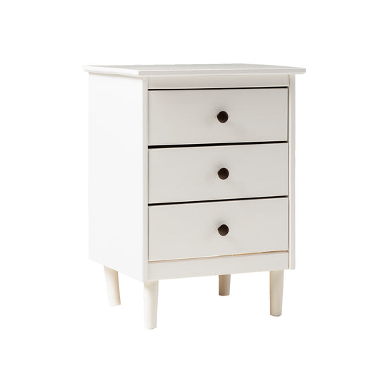 Classic 3-Drawer Solid Wood Nightstand in White Finish