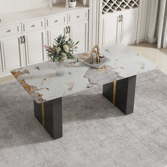 Junio modern rectangular table with 0.39 inch patterned tabletop