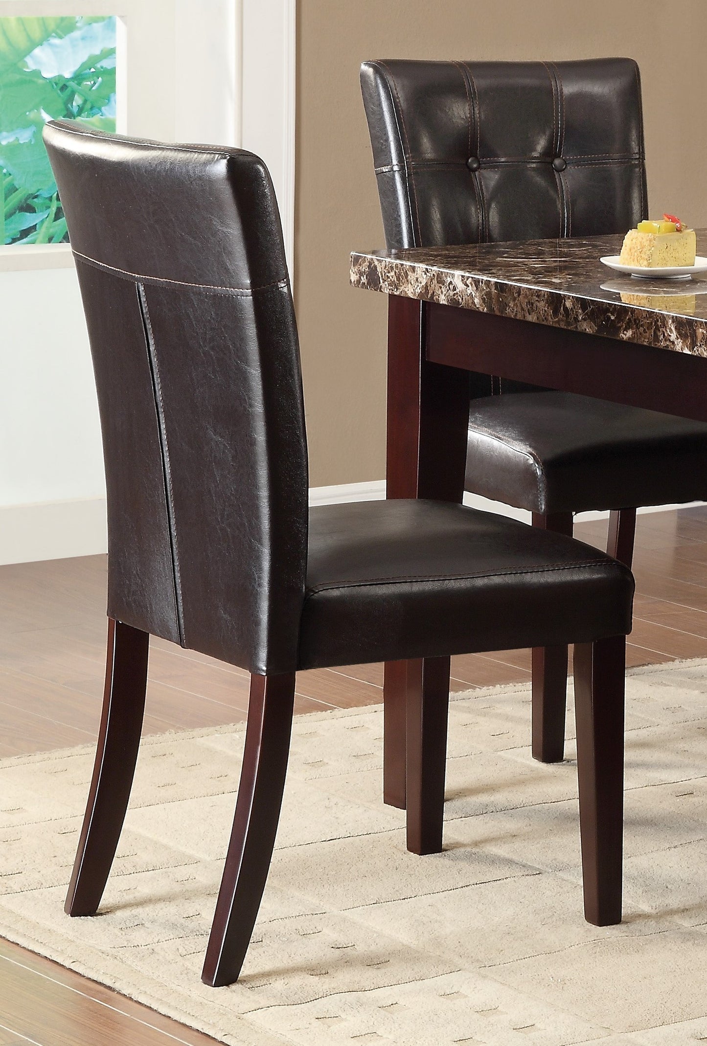 Espresso Button-Tufted Side Chairs Set.(Set of 2)
