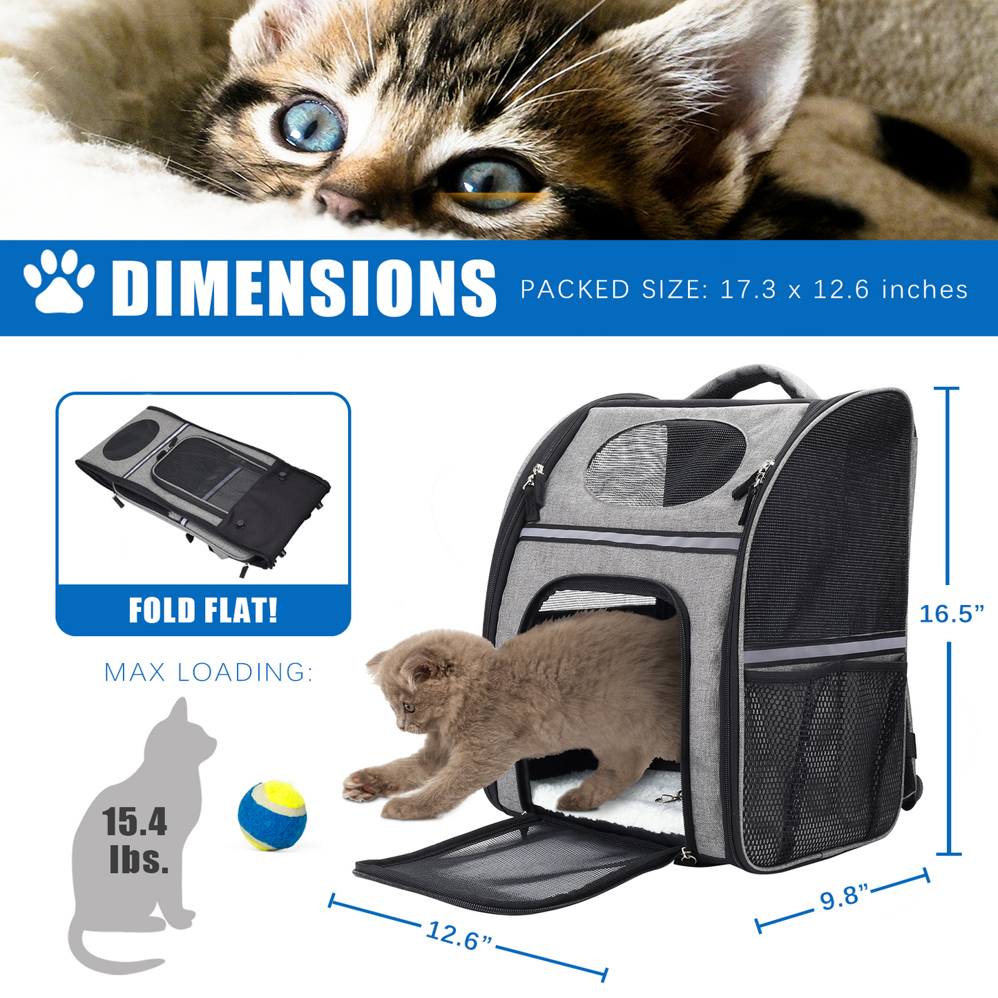 FluffyDream Pet Carrier Backpack for Large/Small Cats and Dogs