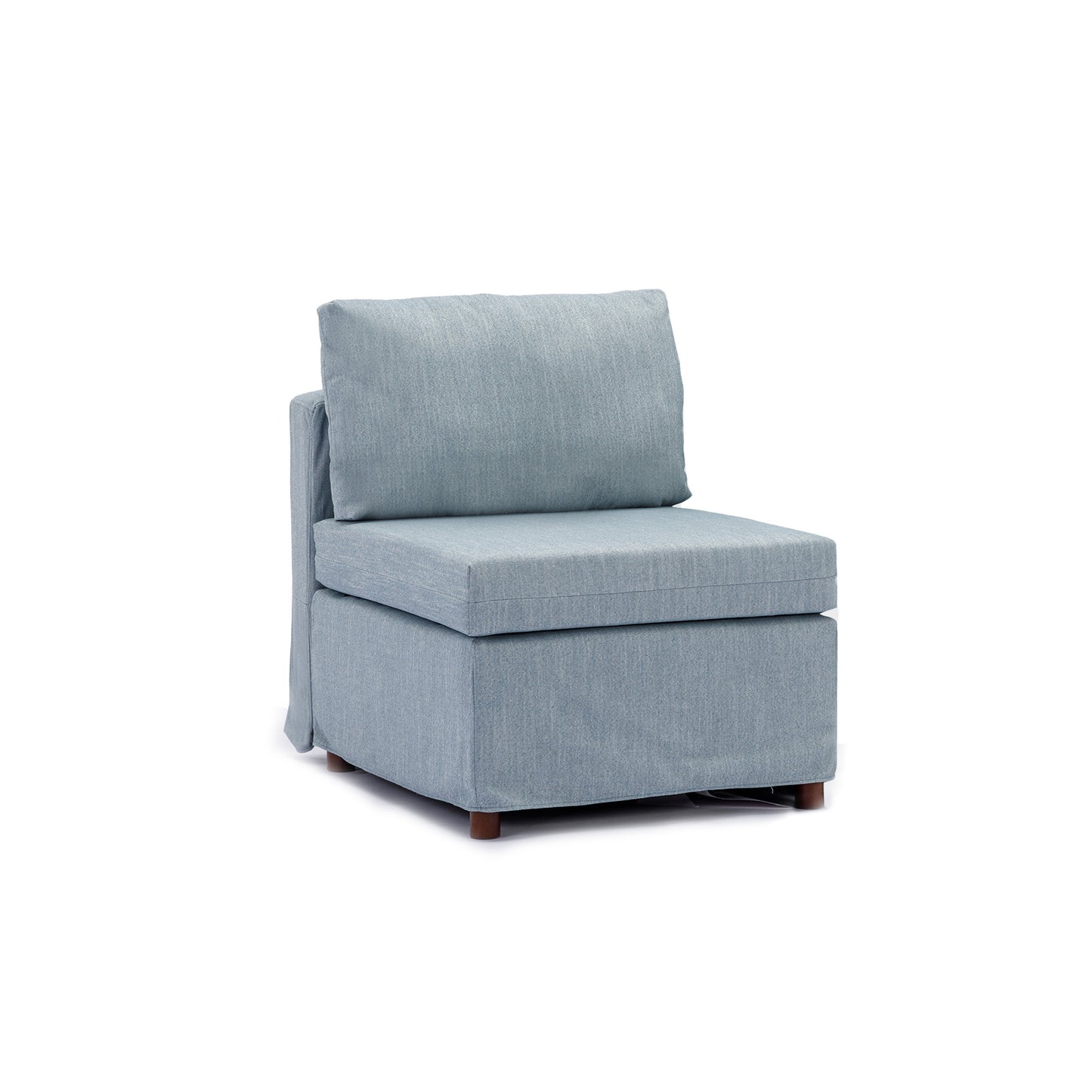 3 Seat Module Sectional Sofa in Light Blue w/ Ottoman