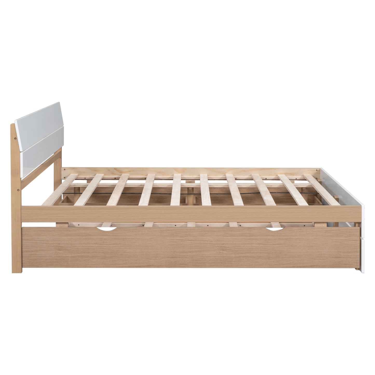 Mona Modern Full Bed Frame With Twin Size Trundle Storage