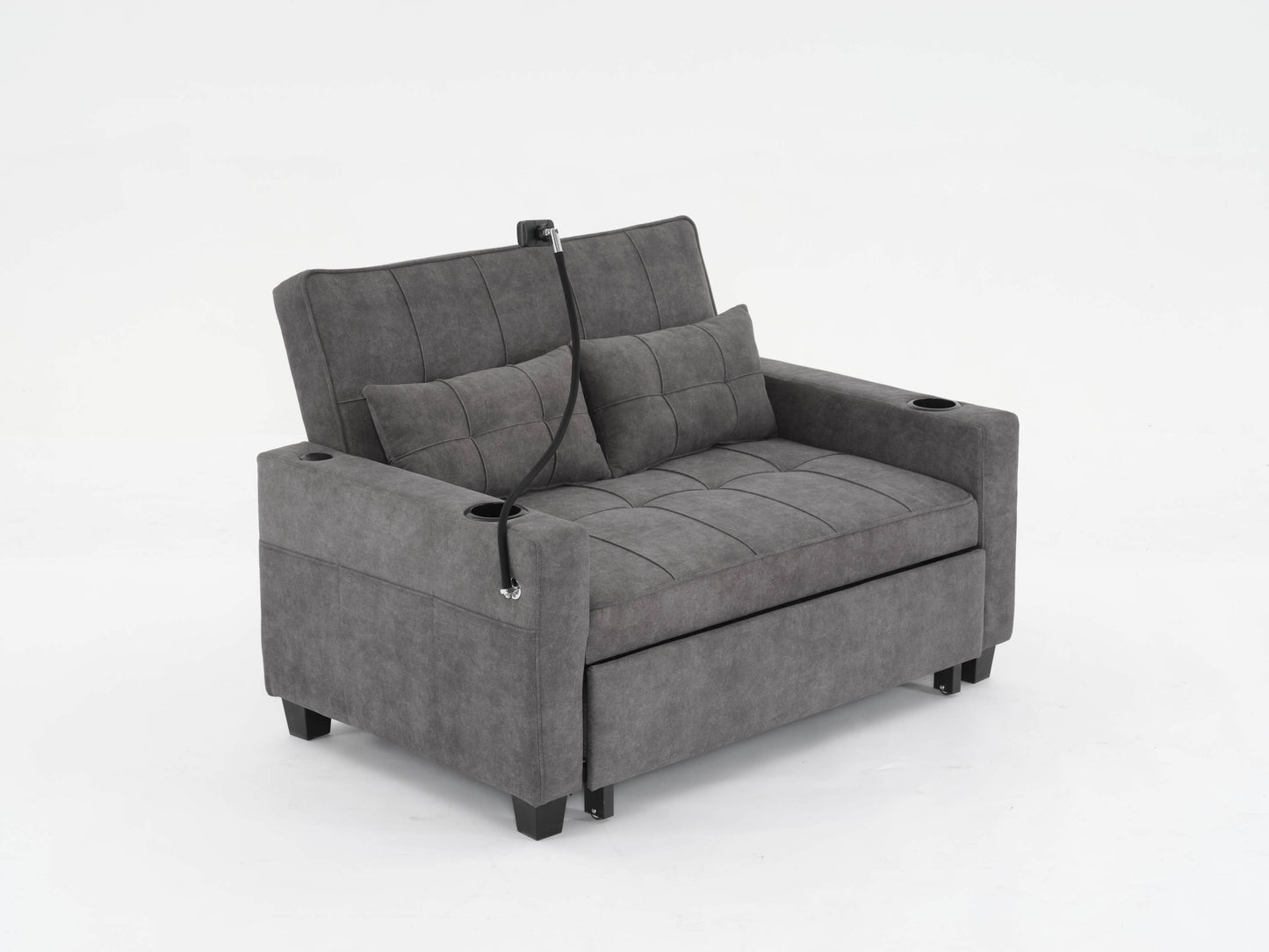 Darwin Convertible Chair 3-in-1 Pull Out Sleeper Chair in Dark Grey Tech Fabric