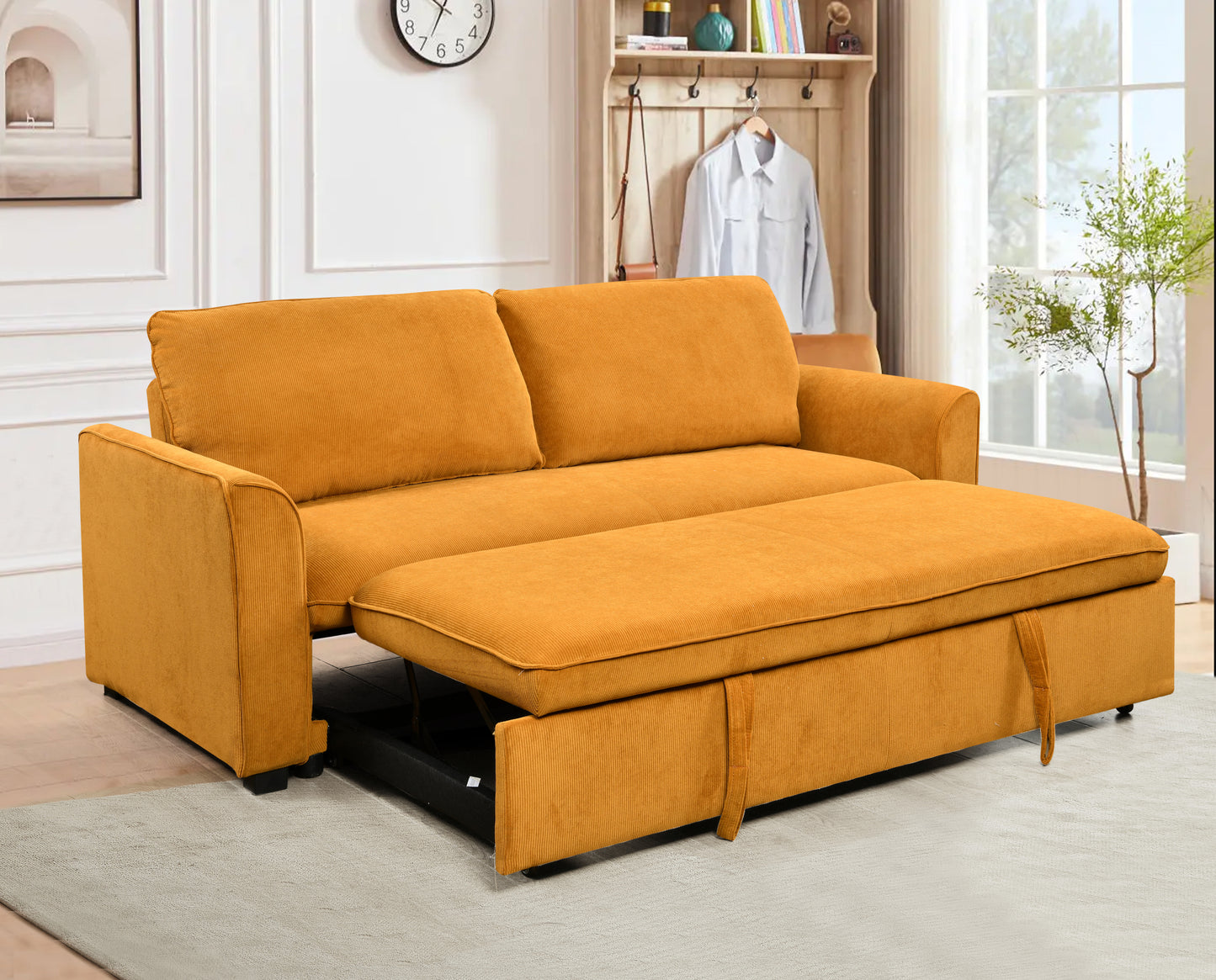 Conner Convertible Sleeper in Yellow Fabric