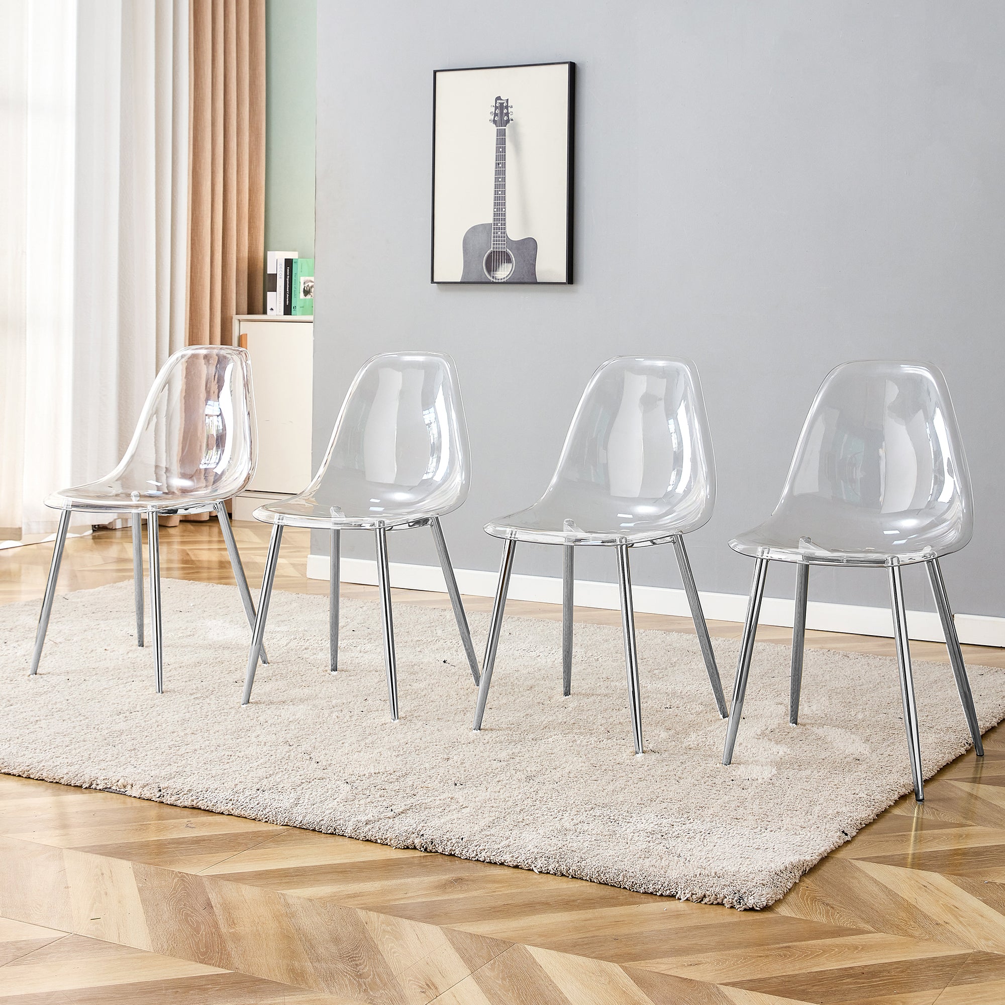 Crystal Chrome Modern Transparent Dining Chair (Set of 4)