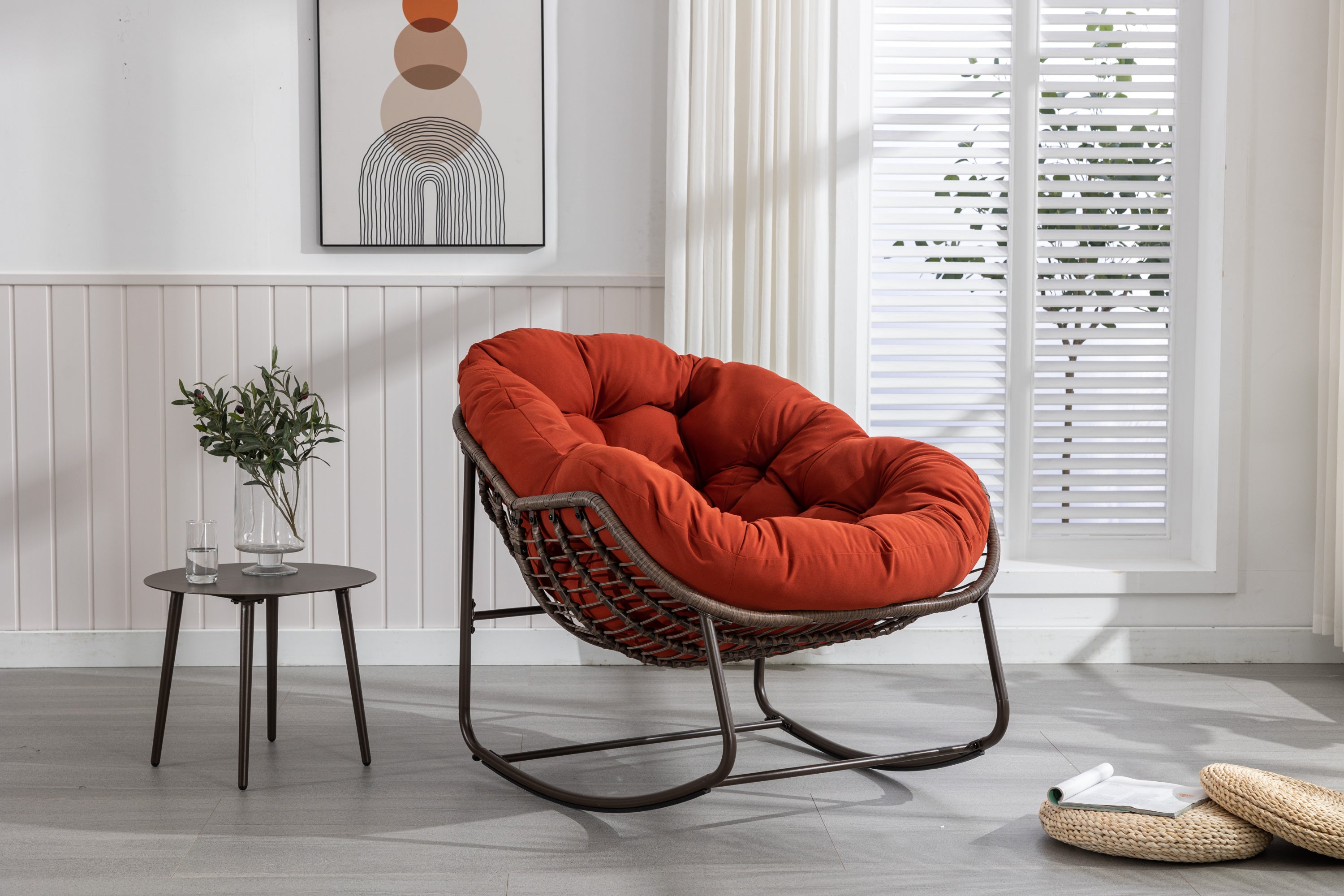 Divine Orange Outdoor / Indoor Rattan Rocking Chair