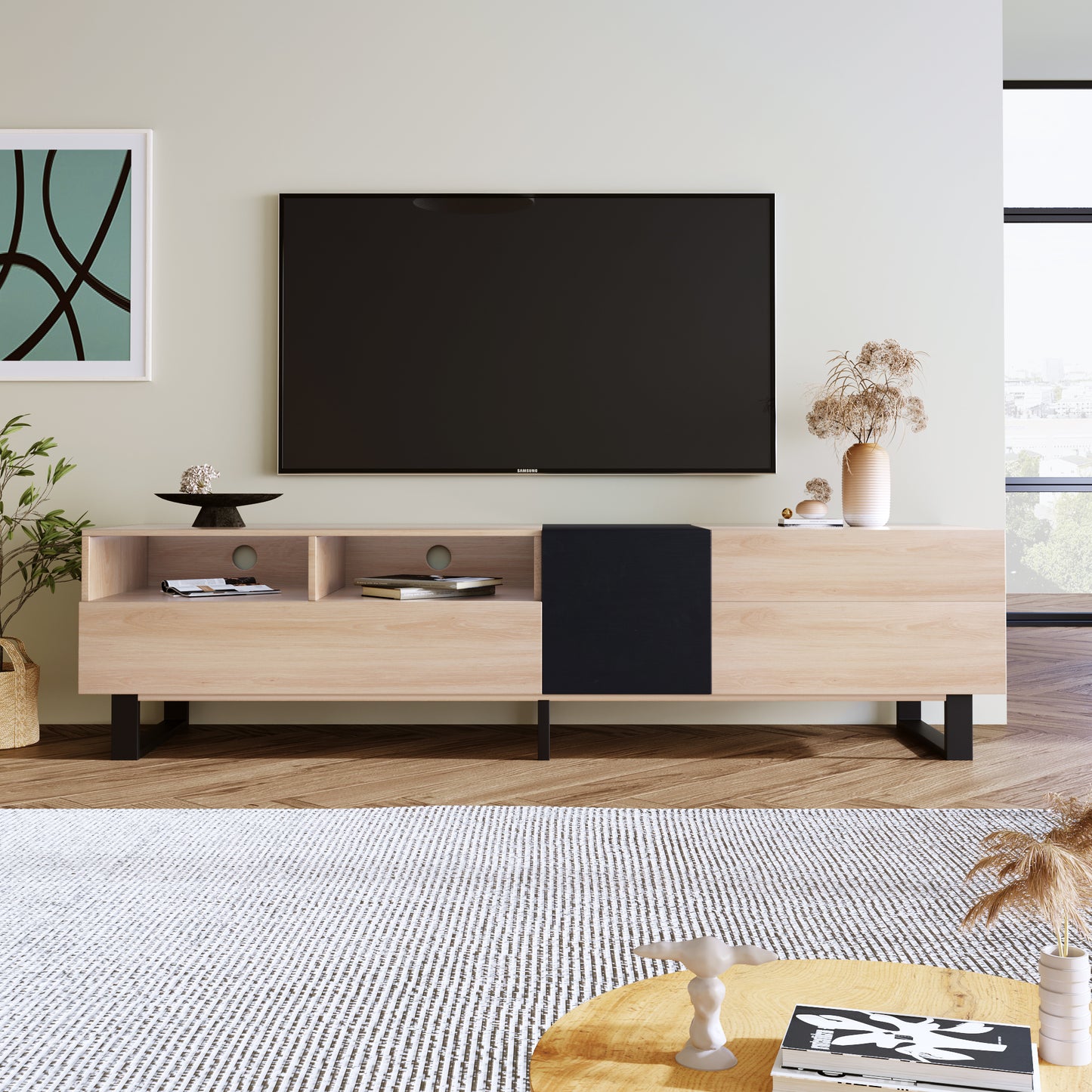 Moderna TV Stand for 80'' TV with Double Storage Space