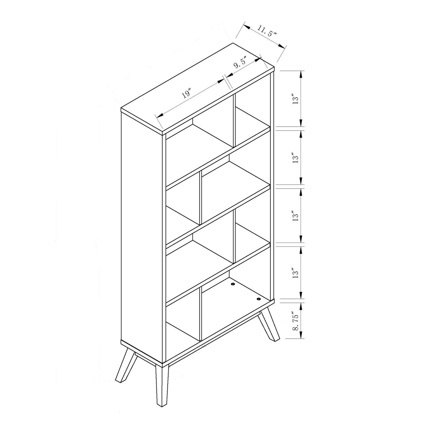 Tyla Bookcase  in Distressed Grey & Black