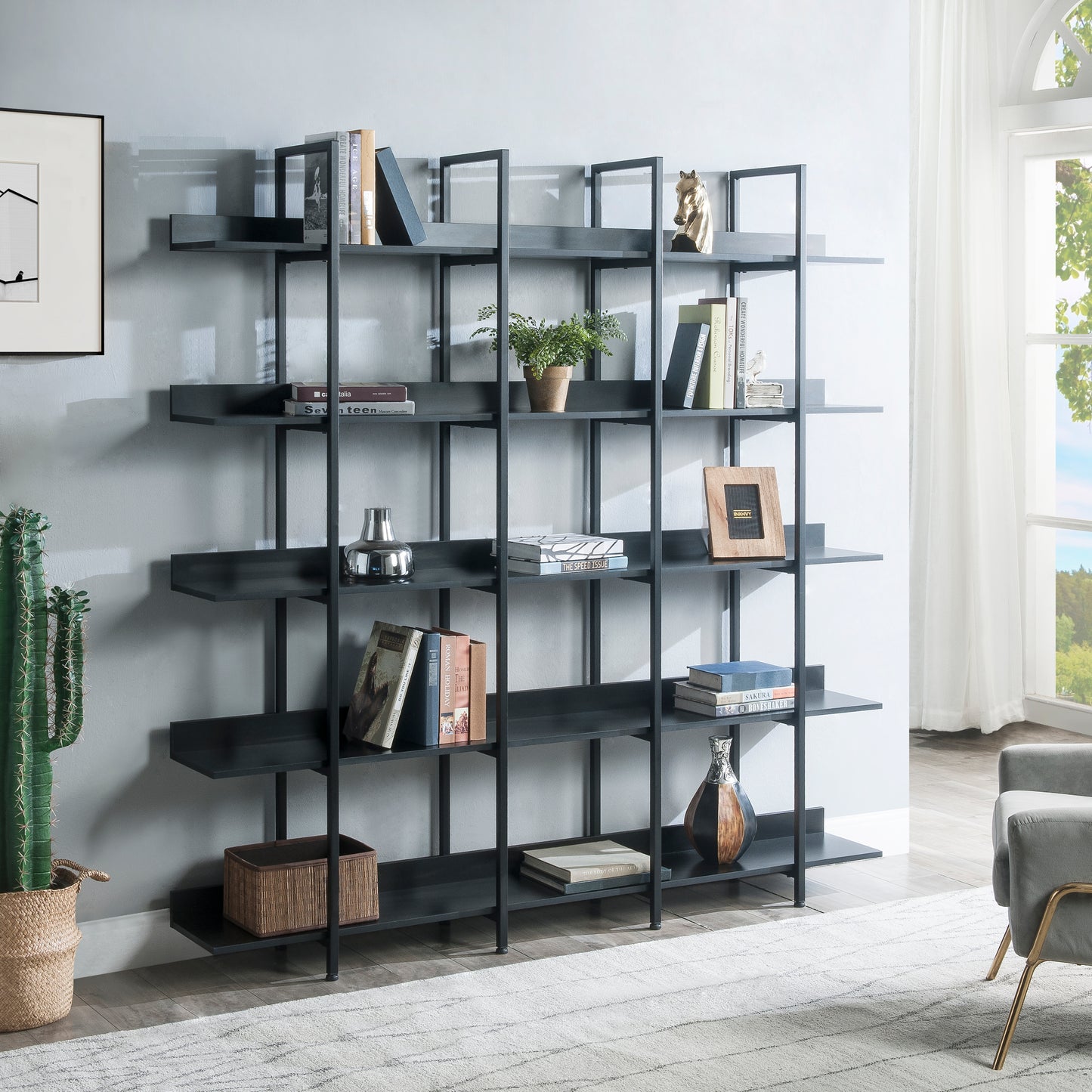 Vintage Industrial 5-Tier Bookcase