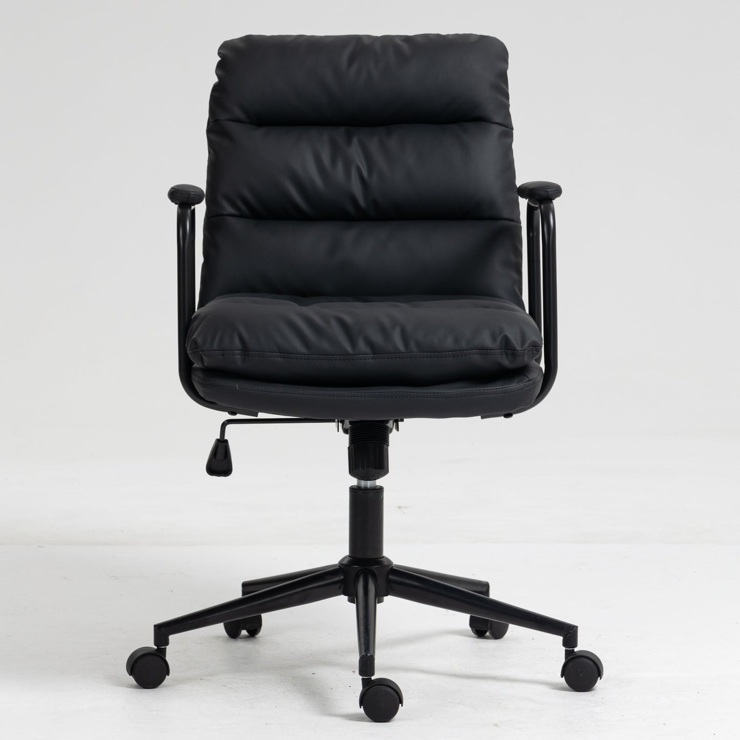 Royton Computer Rolling Swivel Chair in Black PU Leather