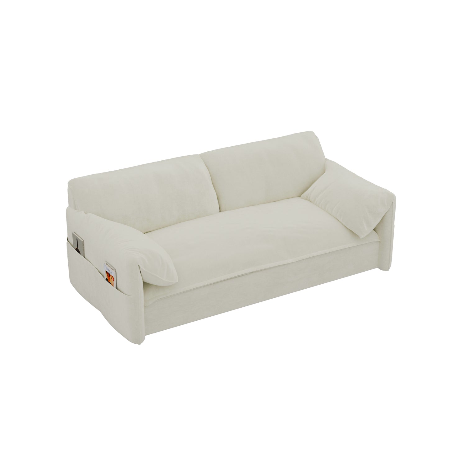 63.8" Morrison Beige Queen Sofa Sleeper with Side Storage