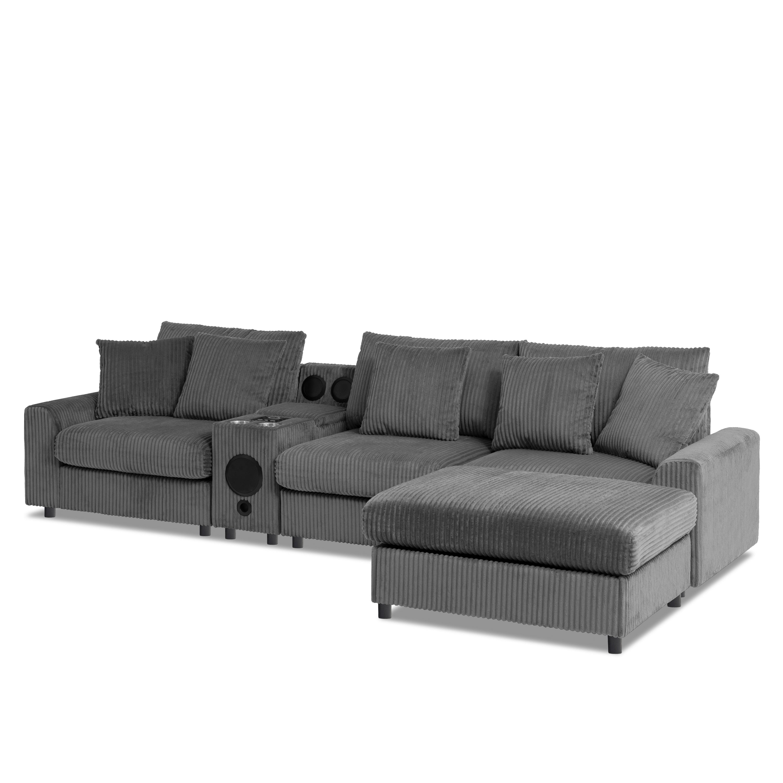 Altoz Modular Corduroy Sectional Sofa with Bluetooth Speakers
