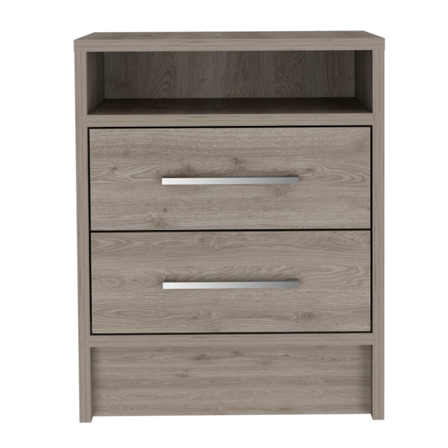 Rowley 2-Drawer 1-Shelf Rectangle Nightstand in Light Grey Finish