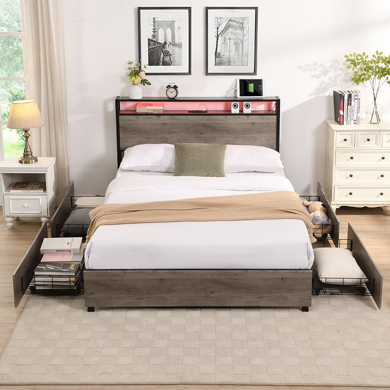 Sereno Queen Bed with Storage Headboard