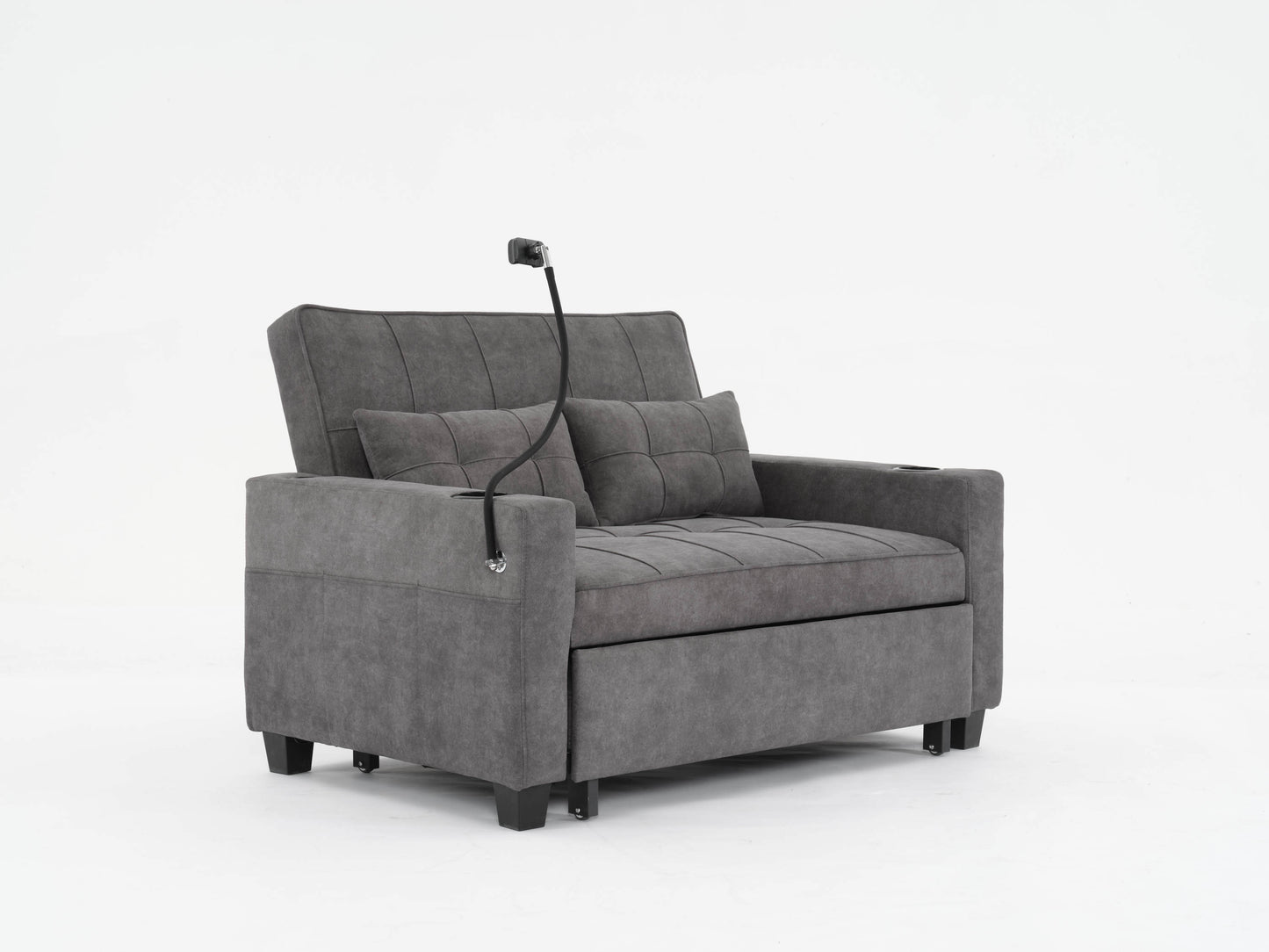 Darwin Convertible Chair 3-in-1 Pull Out Sleeper Chair in Dark Grey Tech Fabric