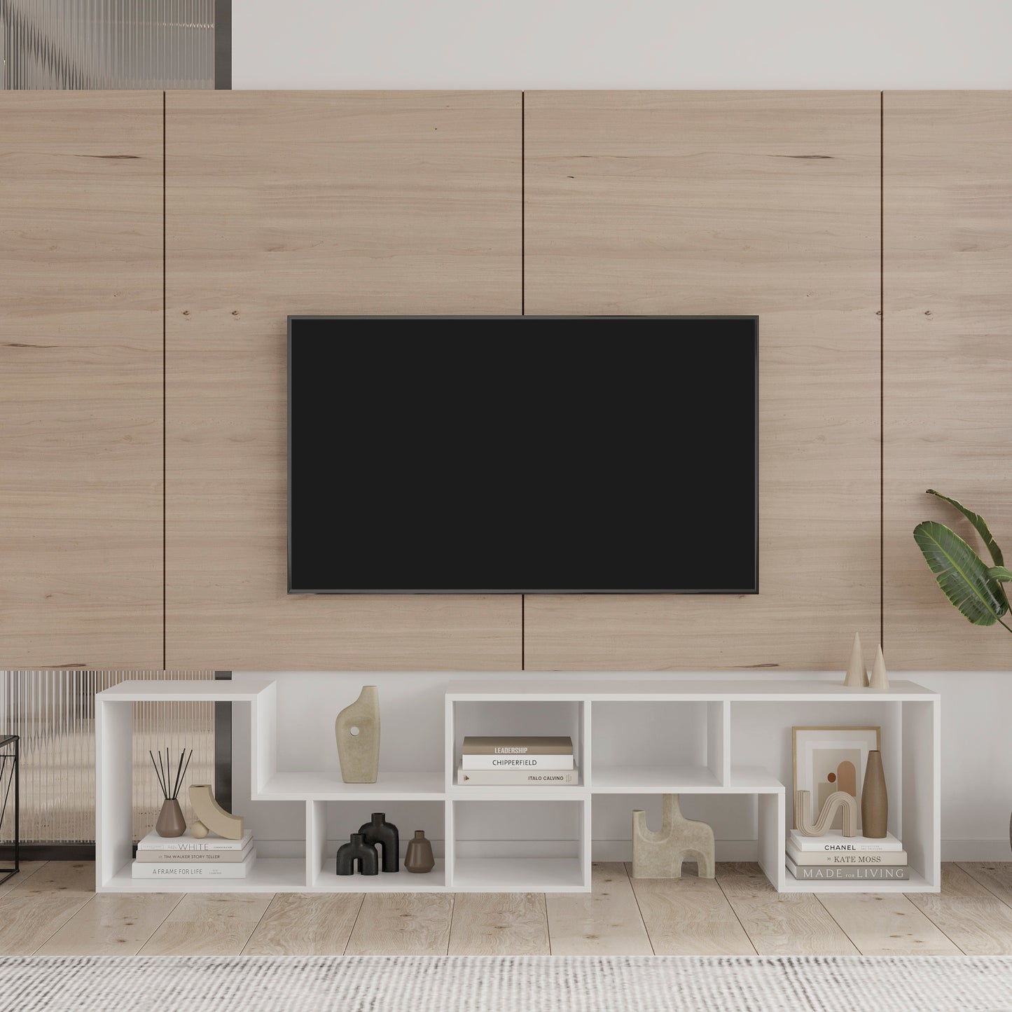 Cubic TV Stand in White Finish