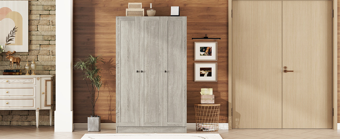 3-Door Shutter Wardrobe with shelves in Gray