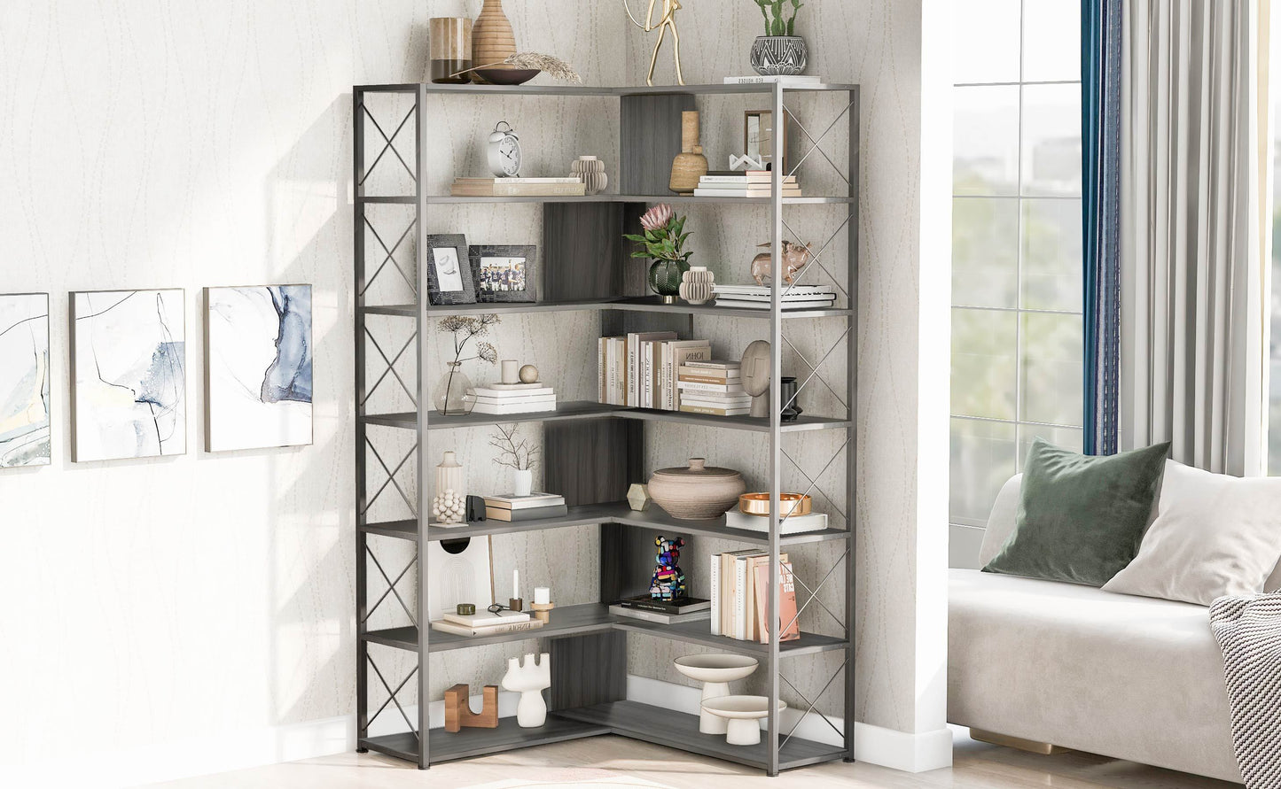 Garmin Silver+Grey 7-Tier Metal Bookcase